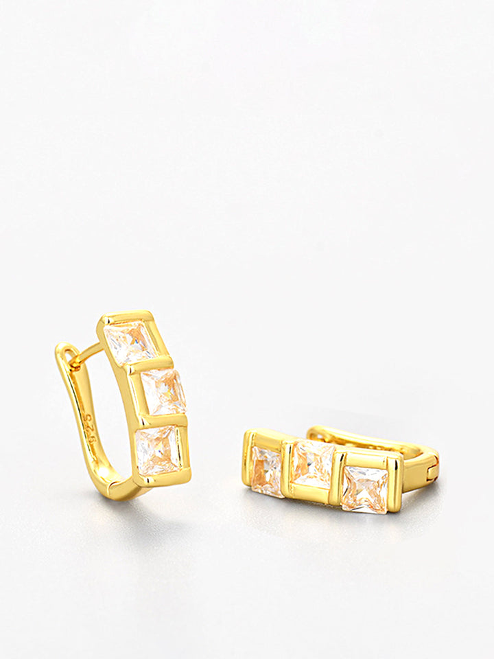 Elegant Square Zircon Hoop Earrings