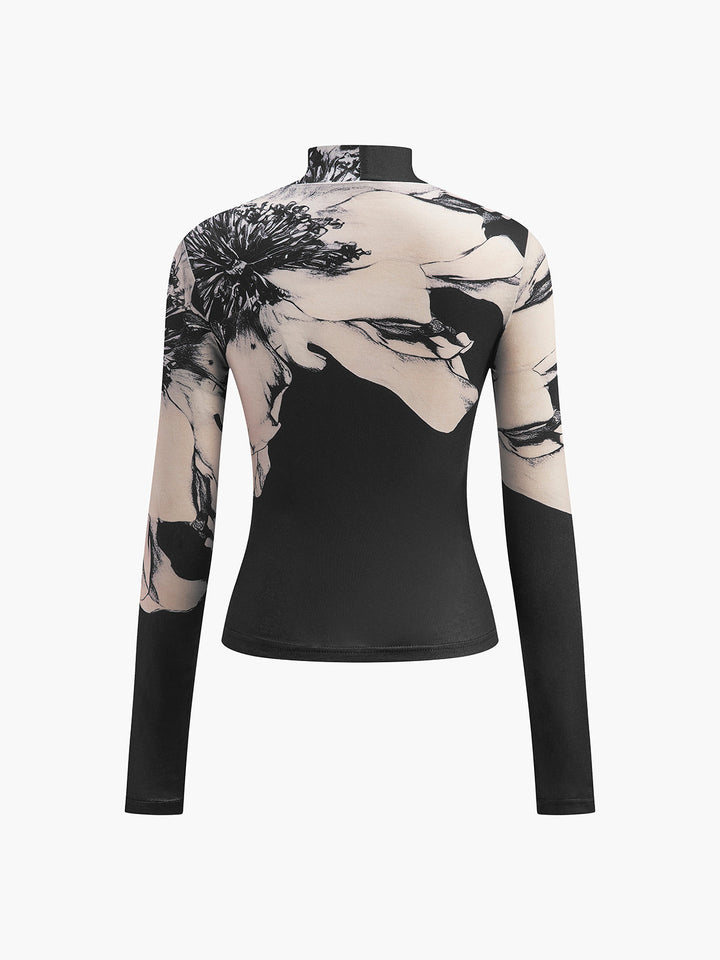 Mock-Neck Tye Dye Printed Shirt