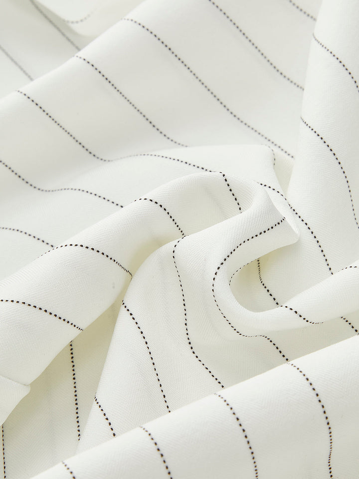 Pinstriped Contrast Trim Wide-Leg Pants