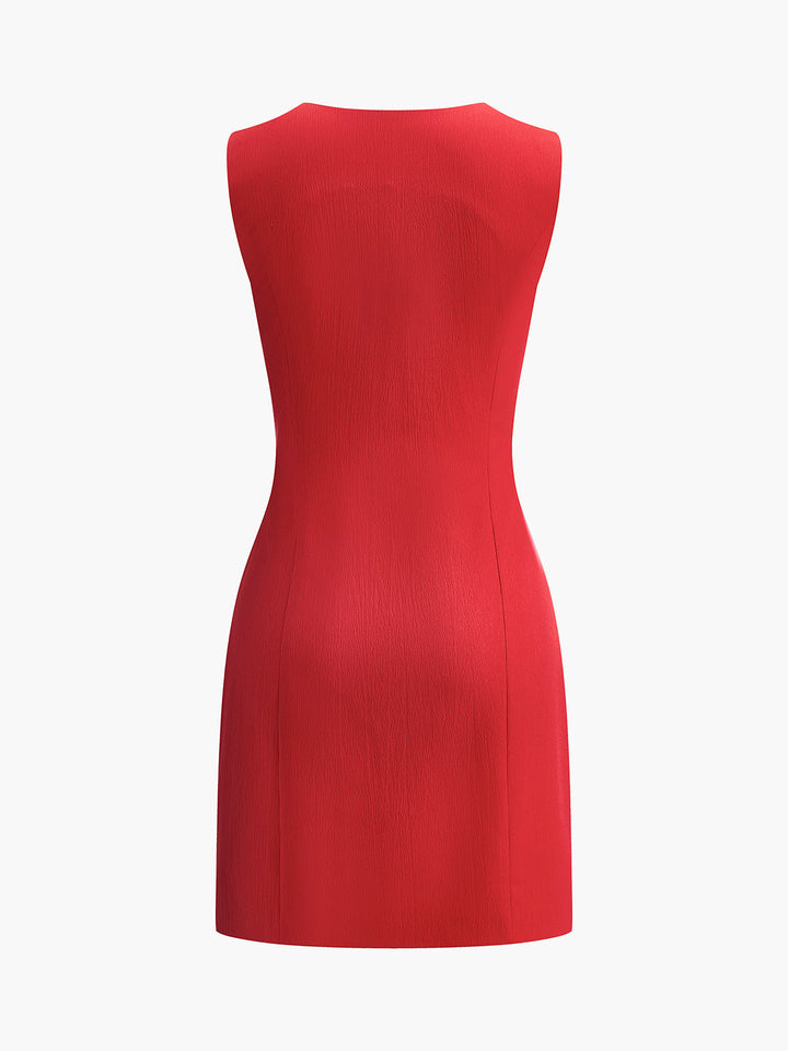 Snug V-Neck Sleeveless Short Dress