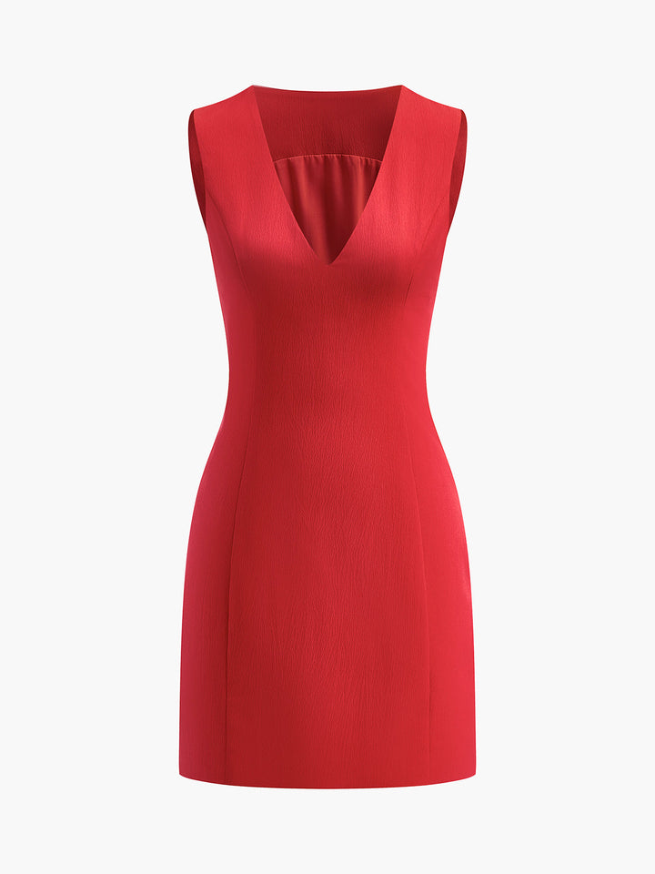 Snug V-Neck Sleeveless Short Dress