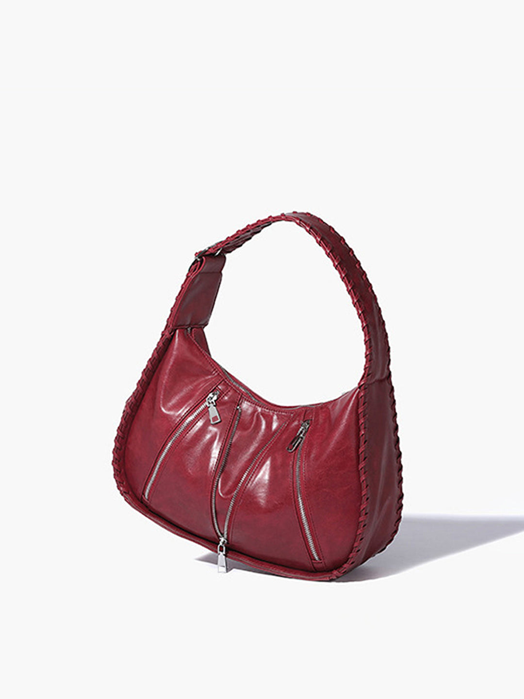 Soft-Buckle Zip-Decor Armpit Bag