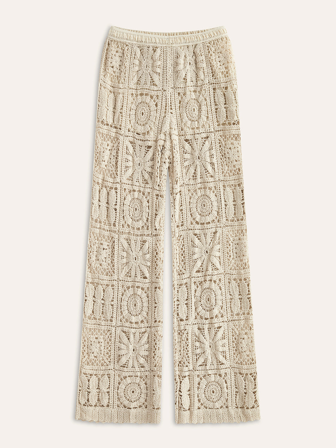 Semi-Sheer Elastic Mid-Waist Pants