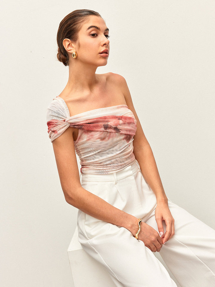 Tie-Dye One-Shoulder Top