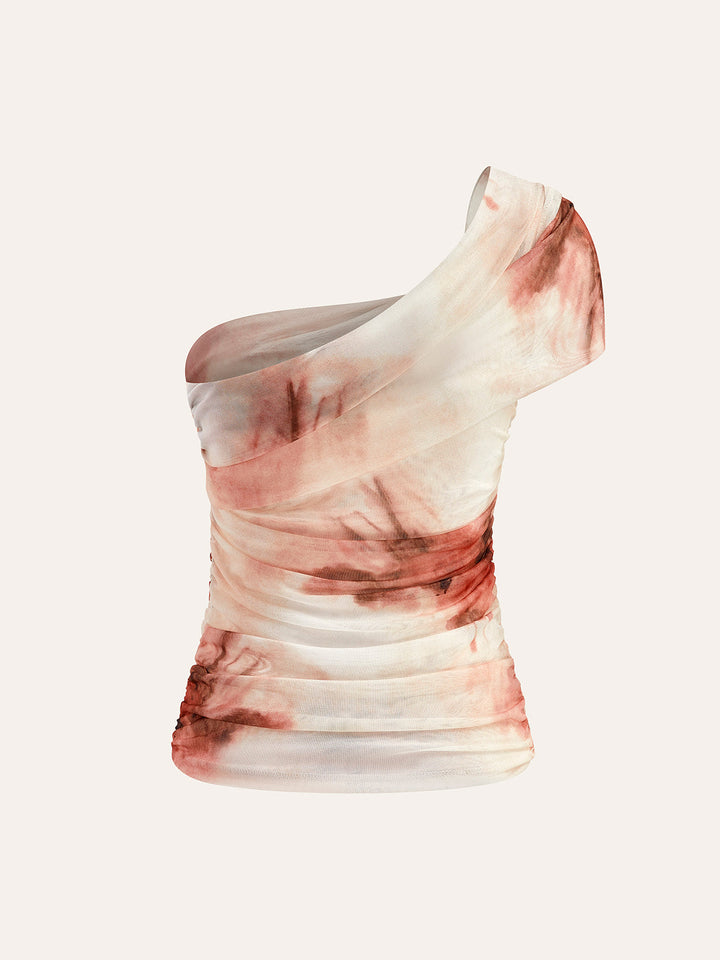 Tie-Dye One-Shoulder Top