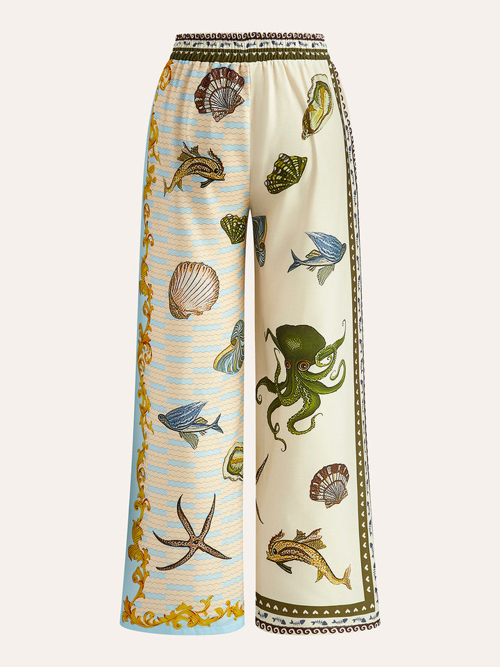 Printed Shirt With Drawstring Pants Set