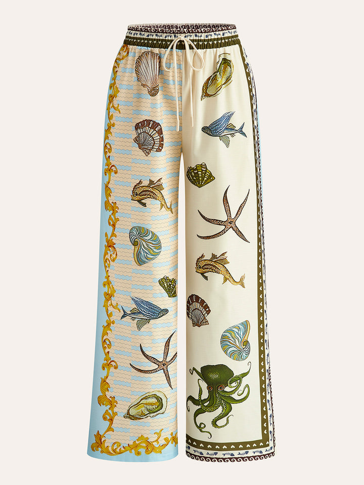 Printed Shirt With Drawstring Pants Set