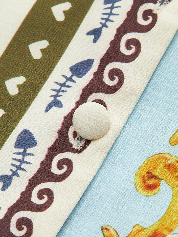 Printed Shirt With Drawstring Pants Set