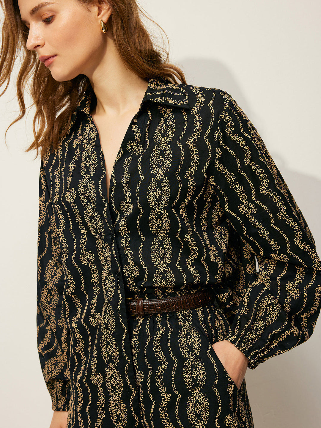 Printed Shirt Shorts Set Without Belt