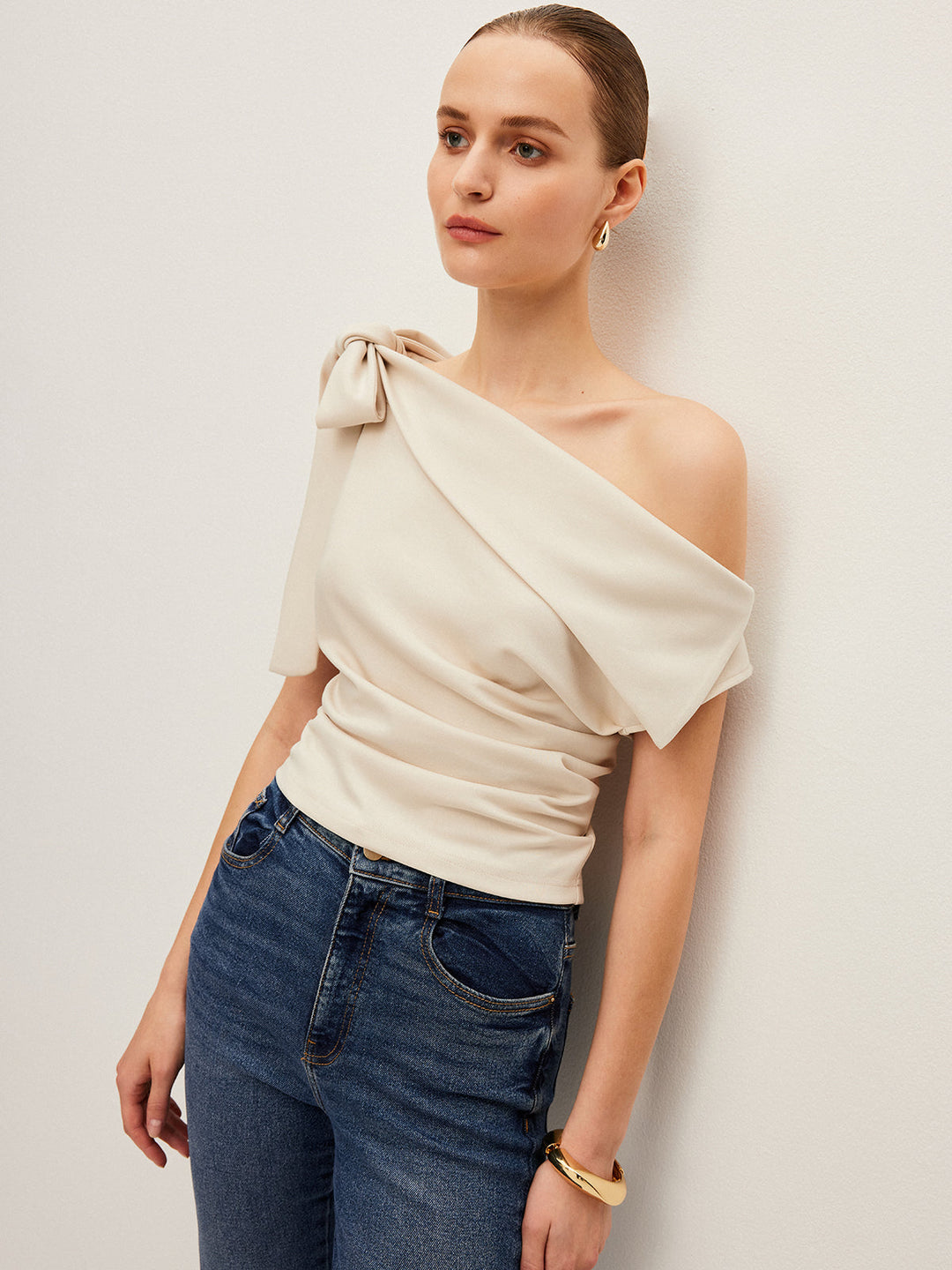 One-Shoulder Top With Bow Detail