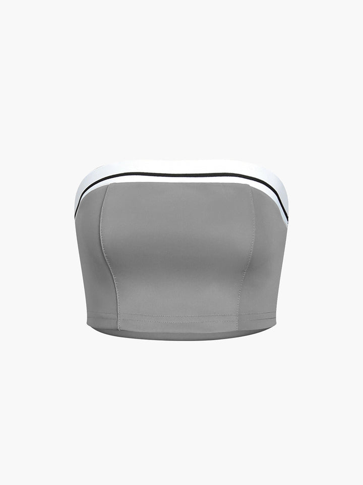 Tube Top Two Piece Contrast Waistband Pants Set