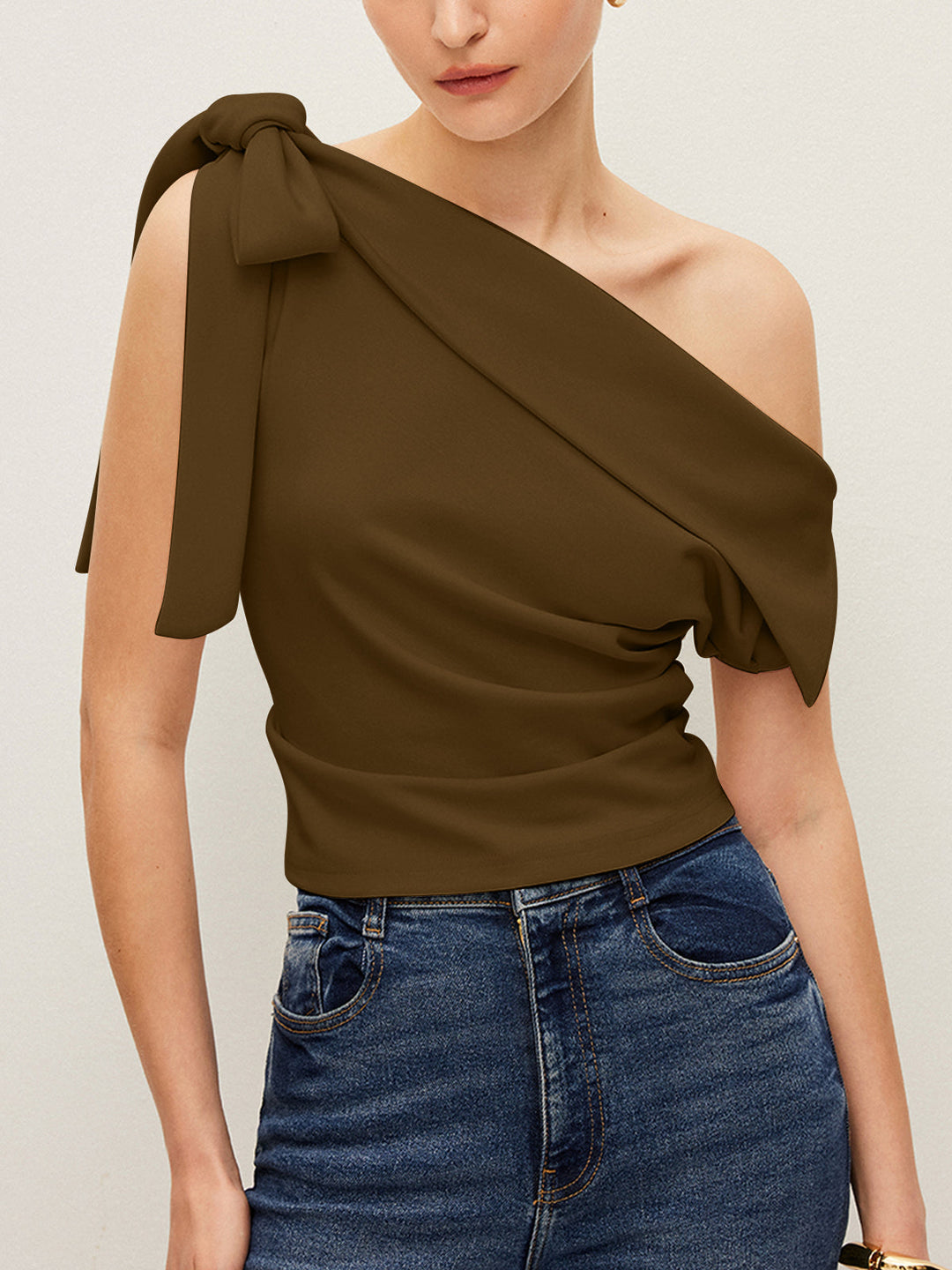 One-Shoulder Top With Bow Detail