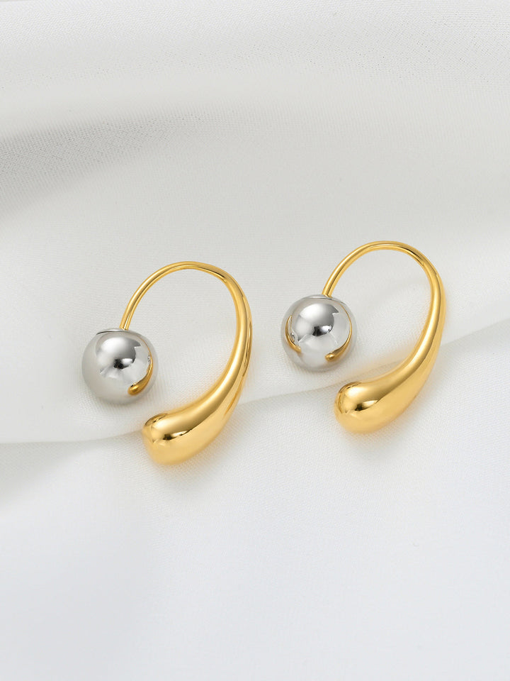 Two-Tone Abstract Curve Ball Earrings