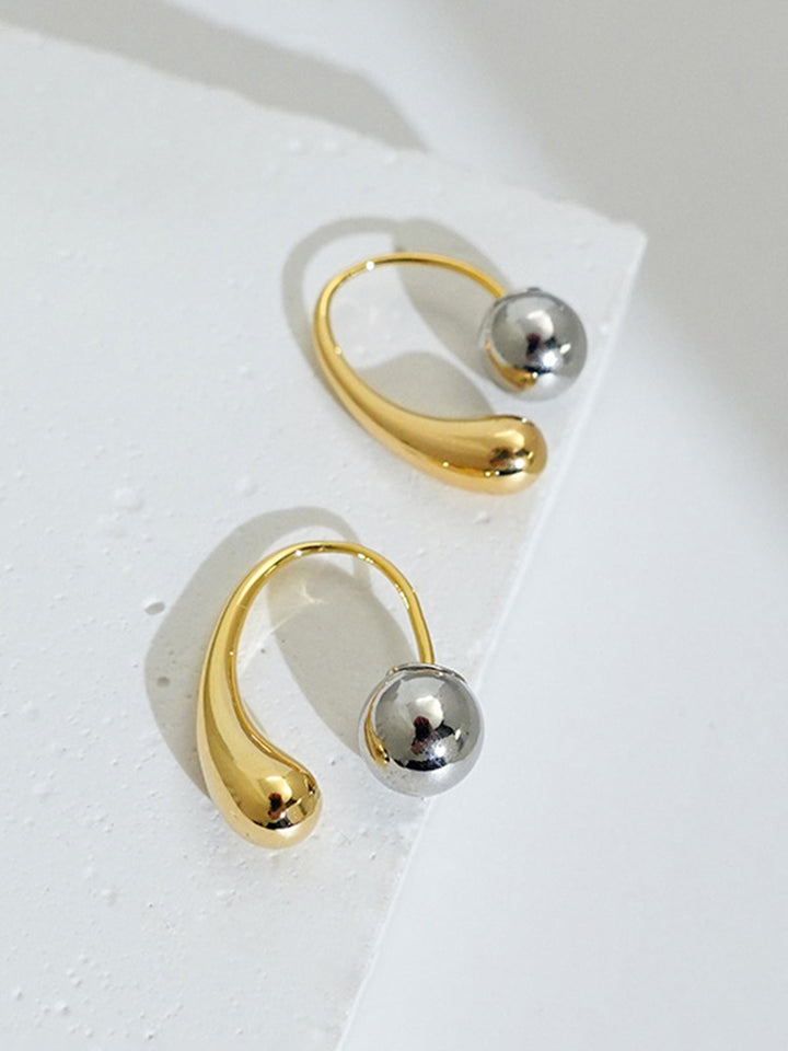 Two-Tone Abstract Curve Ball Earrings