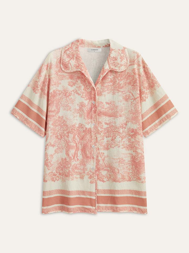 Printed Contrast Trim Shorts Sets