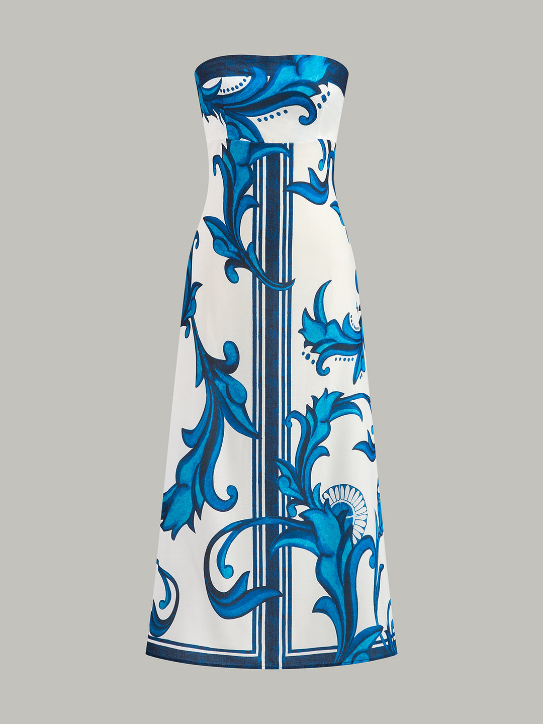 Strapless Floral Print Maxi Dress