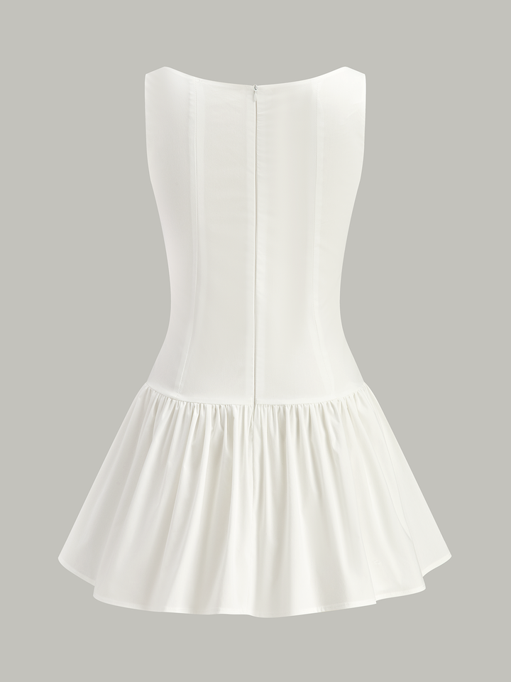 Embroidered Floral Mini Dress with Front Buttons