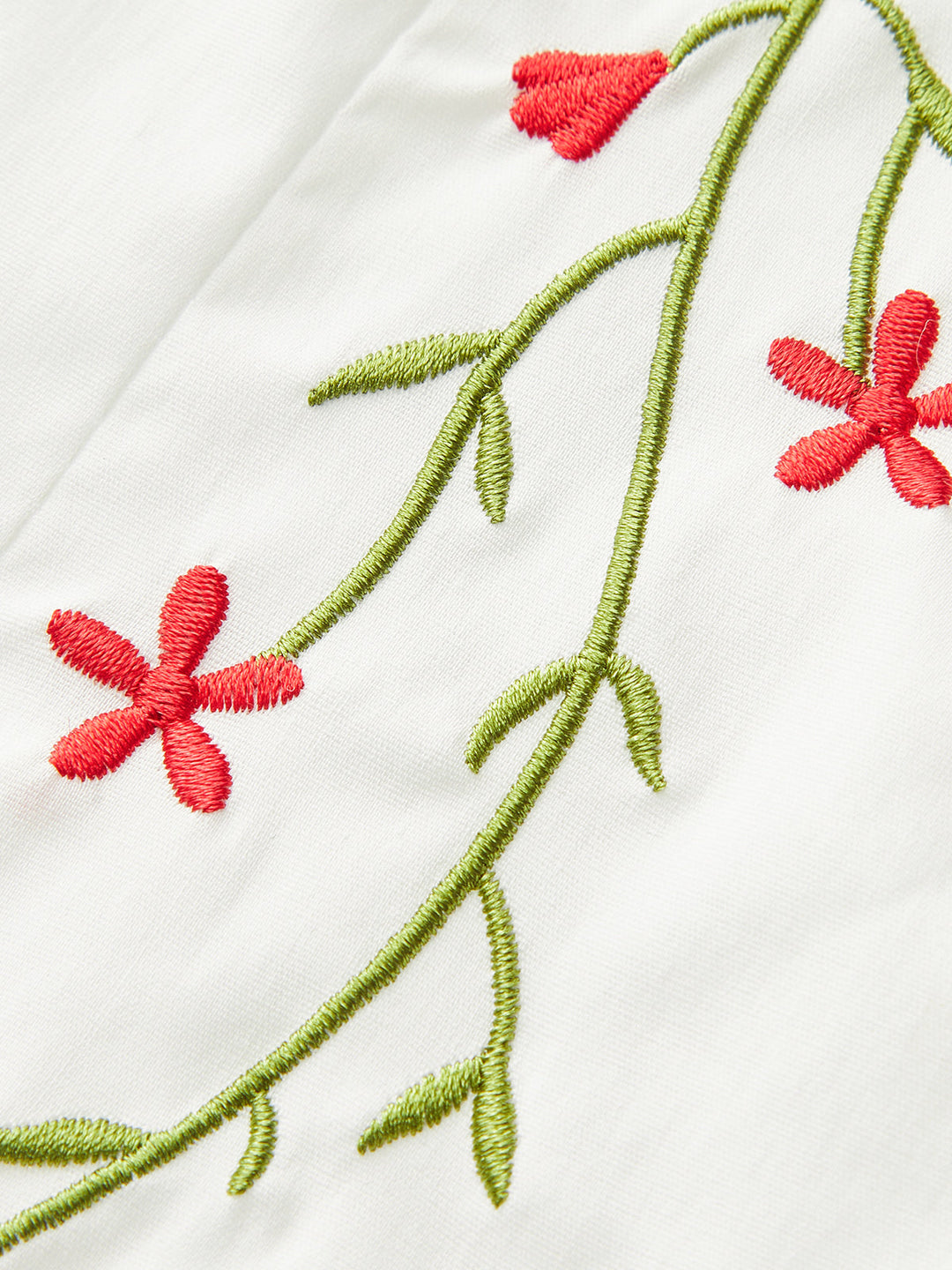 Embroidered Floral Mini Dress with Front Buttons