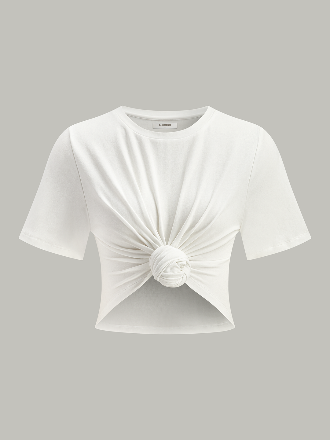 Cropped Knot-Front T-Shirt