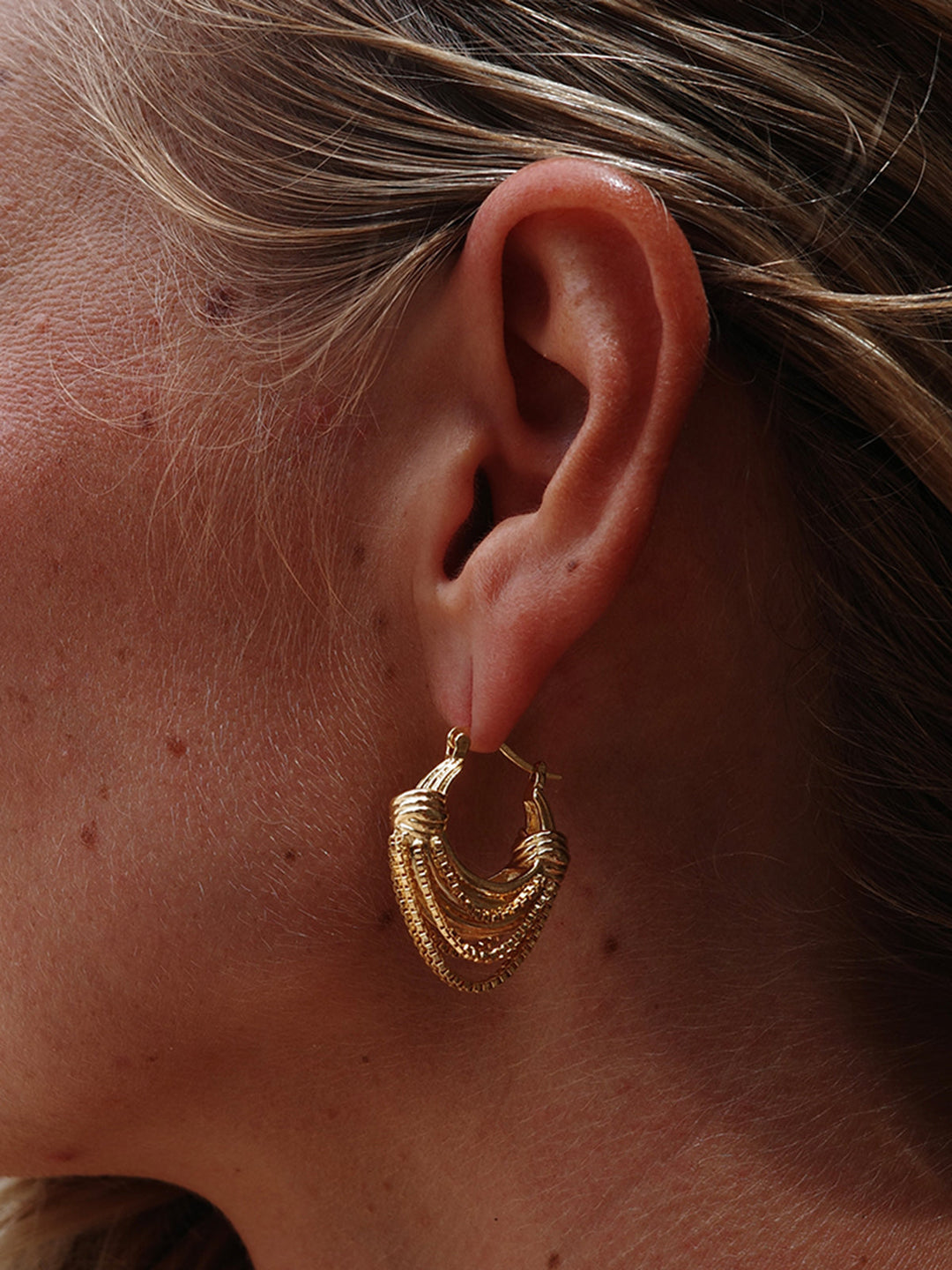 Golden Multi-Layered Hoop Earrings