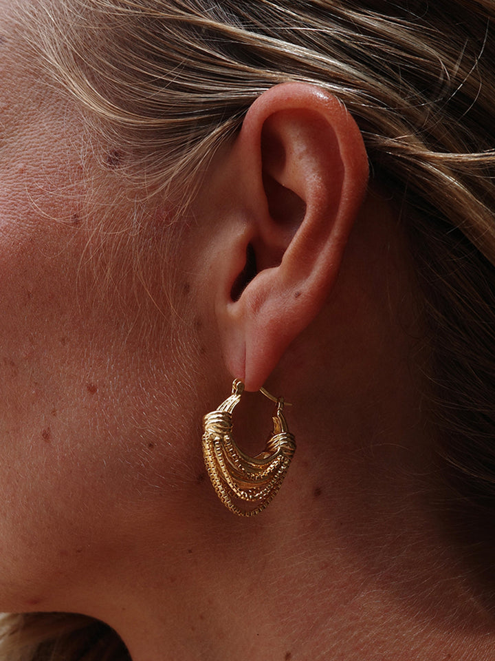 Golden Multi-Layered Hoop Earrings