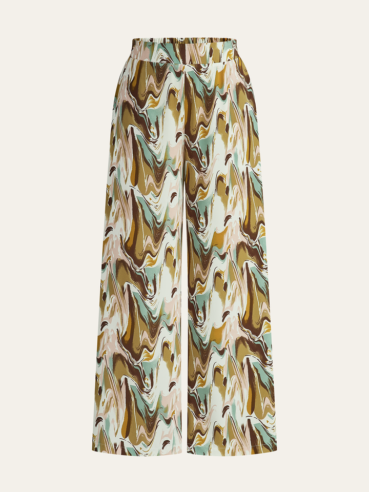 Abstract Print Wide-Leg Pants
