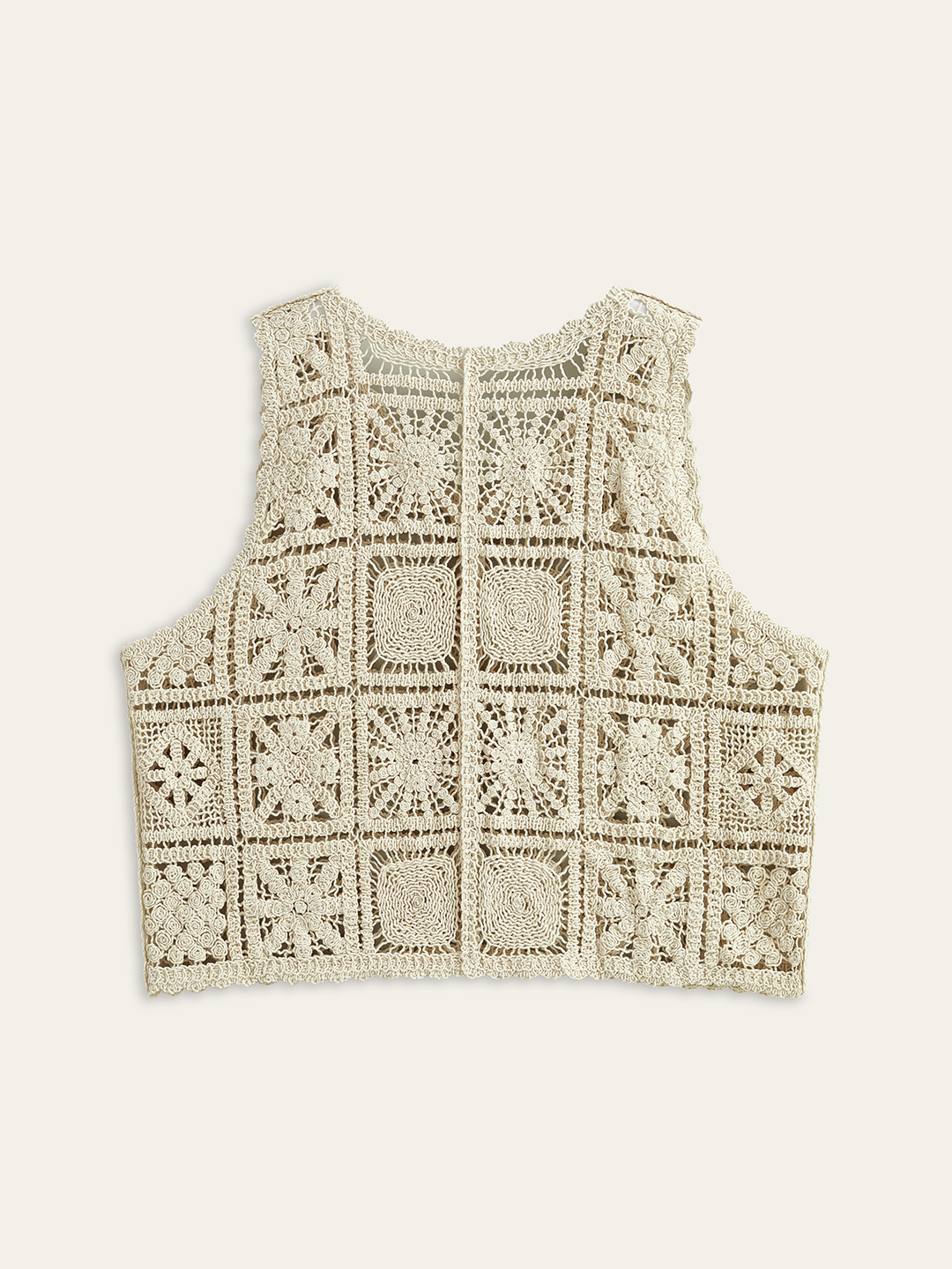 Crochet Knit Vest with Button Front