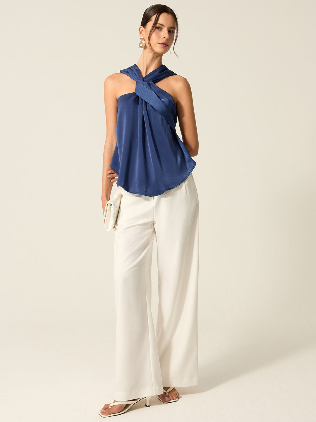 Satin Twist Front Tank Top