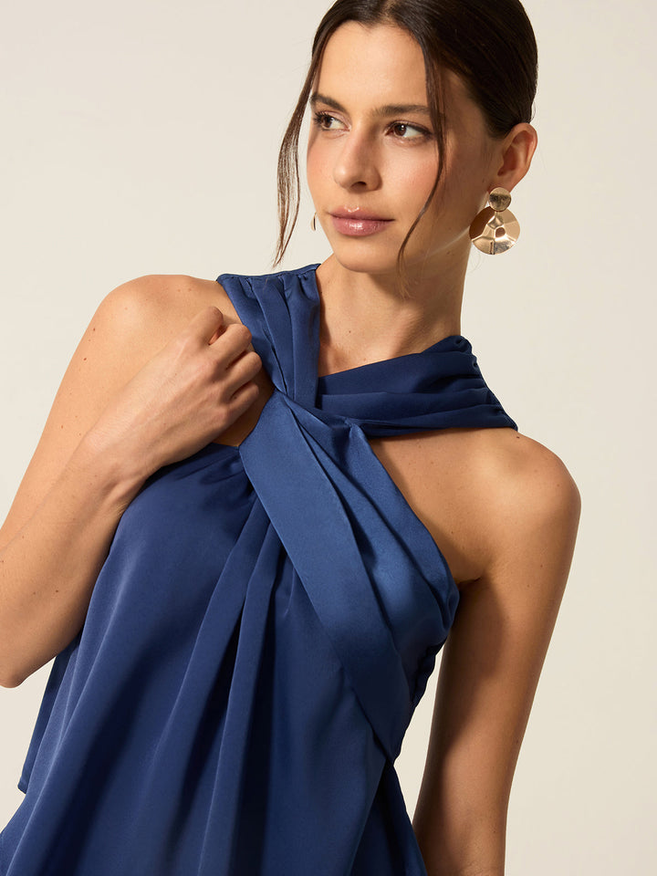 Satin Twist Front Tank Top