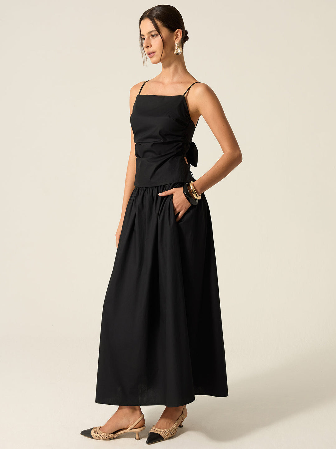 Spaghetti Strap Backless Skirt Set