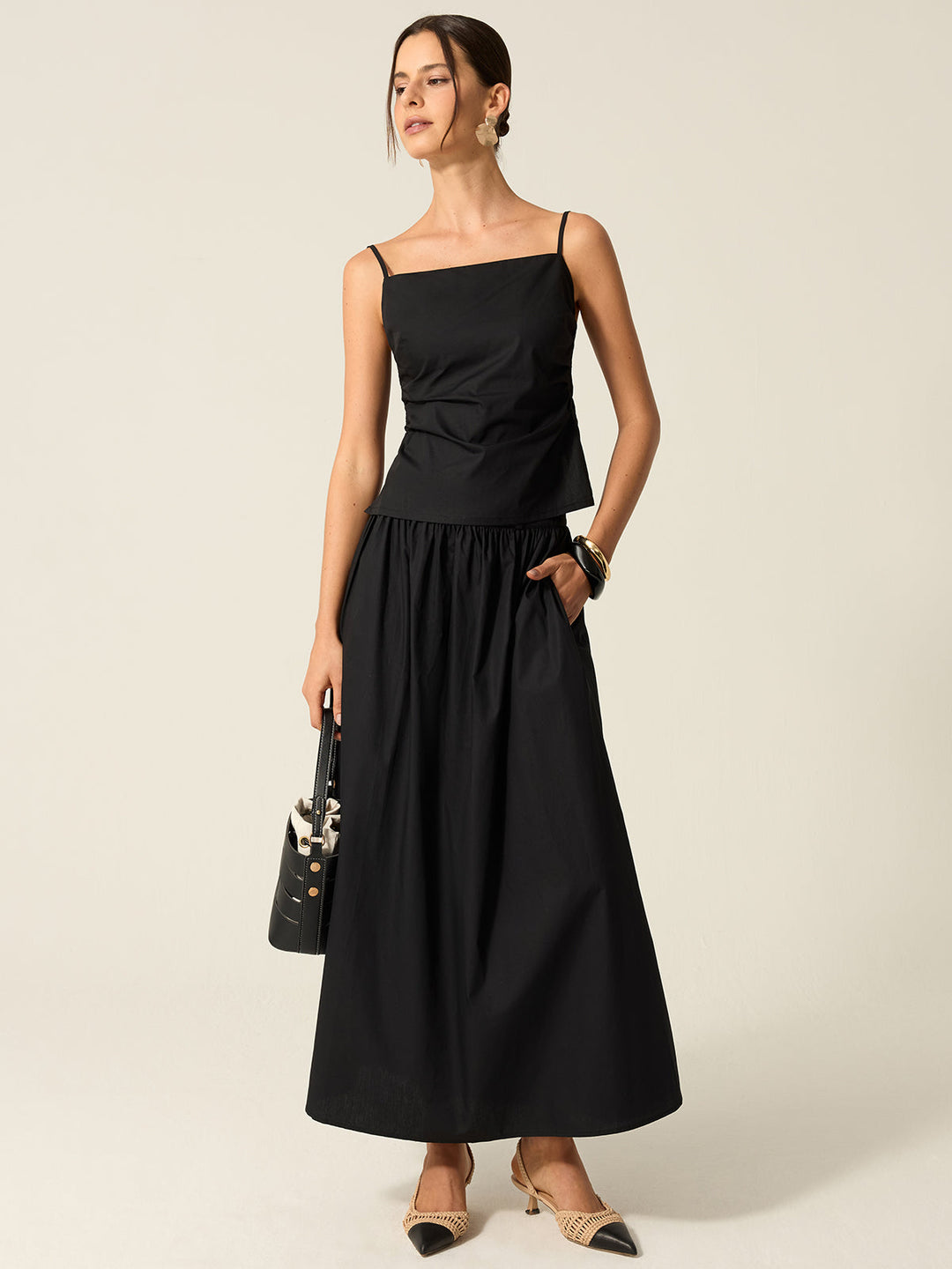 Spaghetti Strap Backless Skirt Set