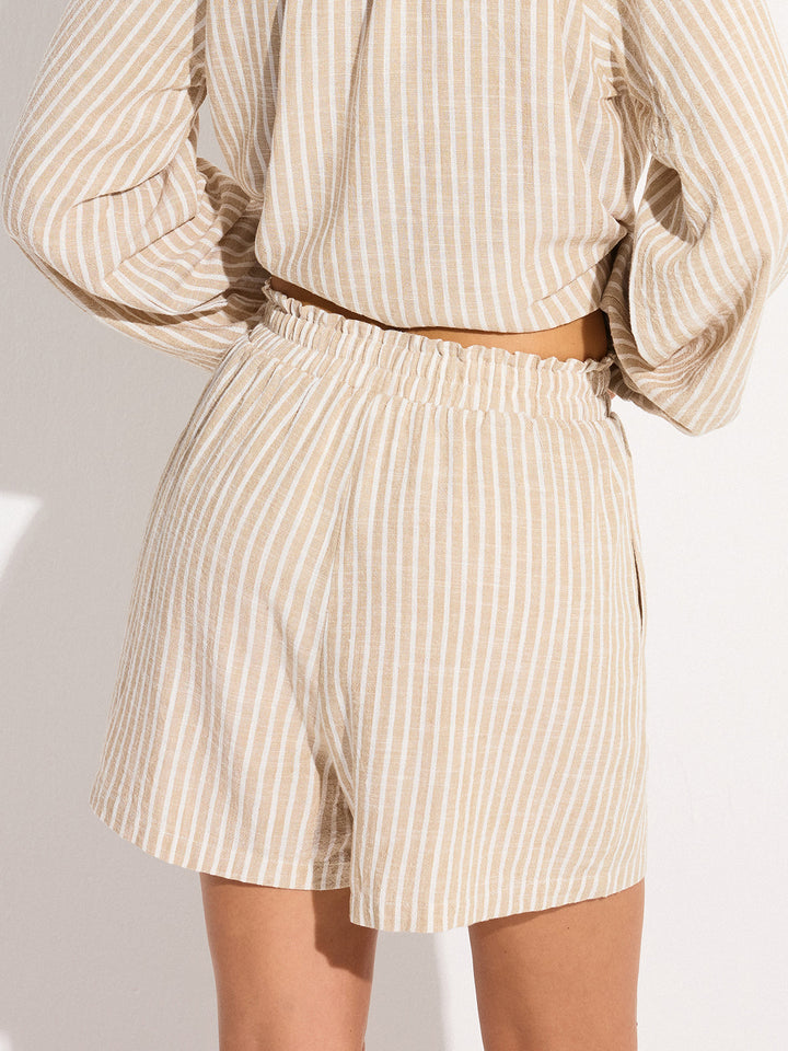 Striped Linen & Cotton Shorts Set