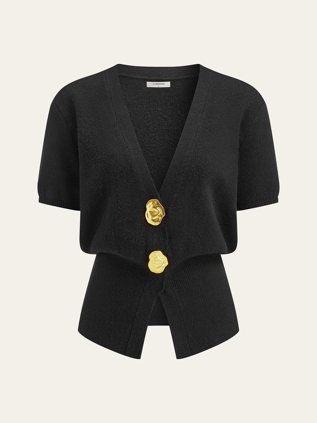 Metal Button V-Neck Sweater