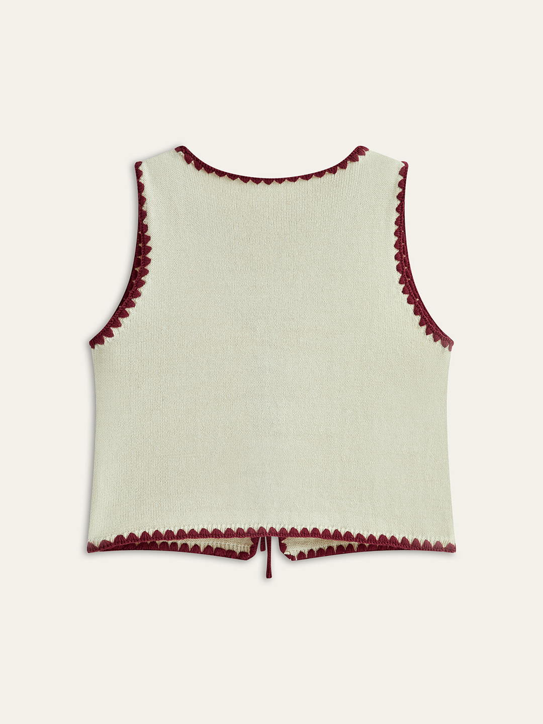 Contrast Trim Tie-Front Knit Vest