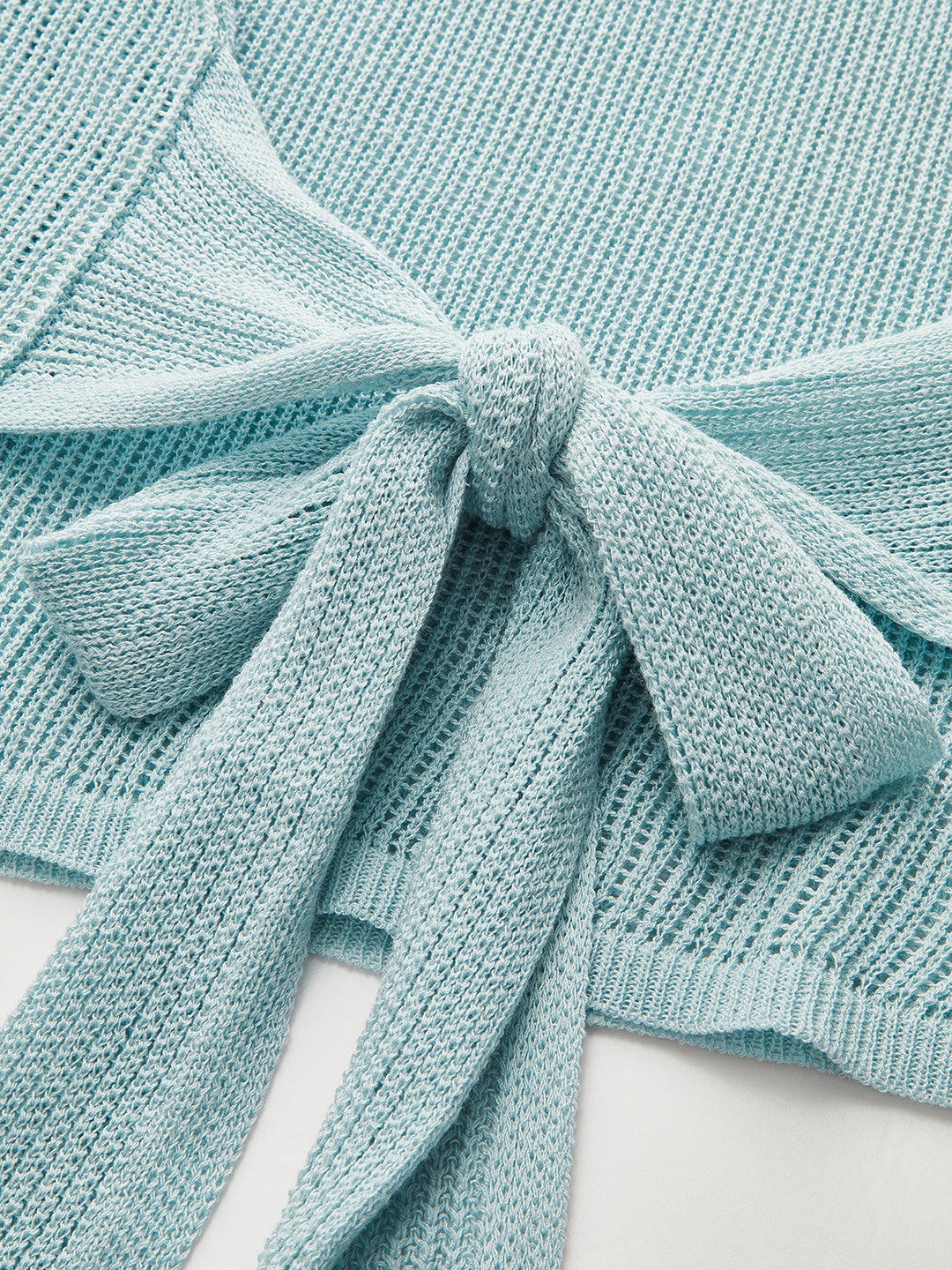 Waffle-Knit Top with Back Tie Detail