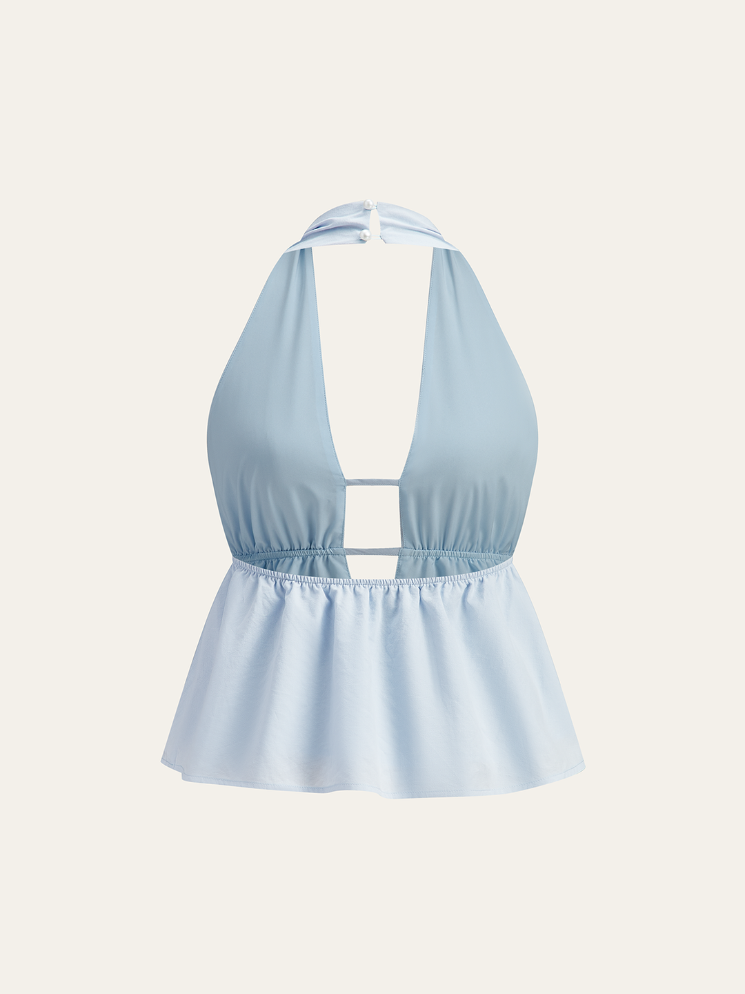 Halter Neck Top and Drawstring Skirt Set