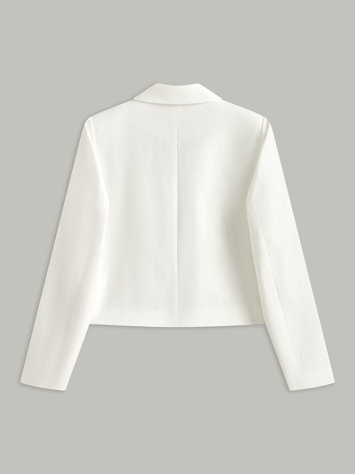 Cotton & Linen Cropped Blazer with Bow