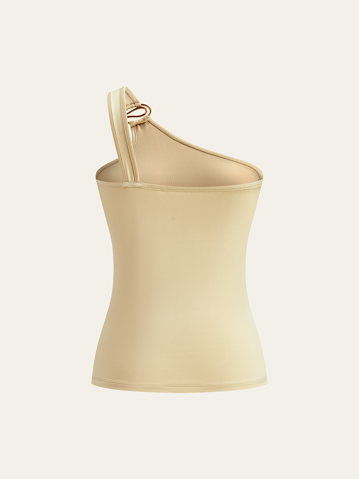 One-Shoulder Ring-Detail Tank Top