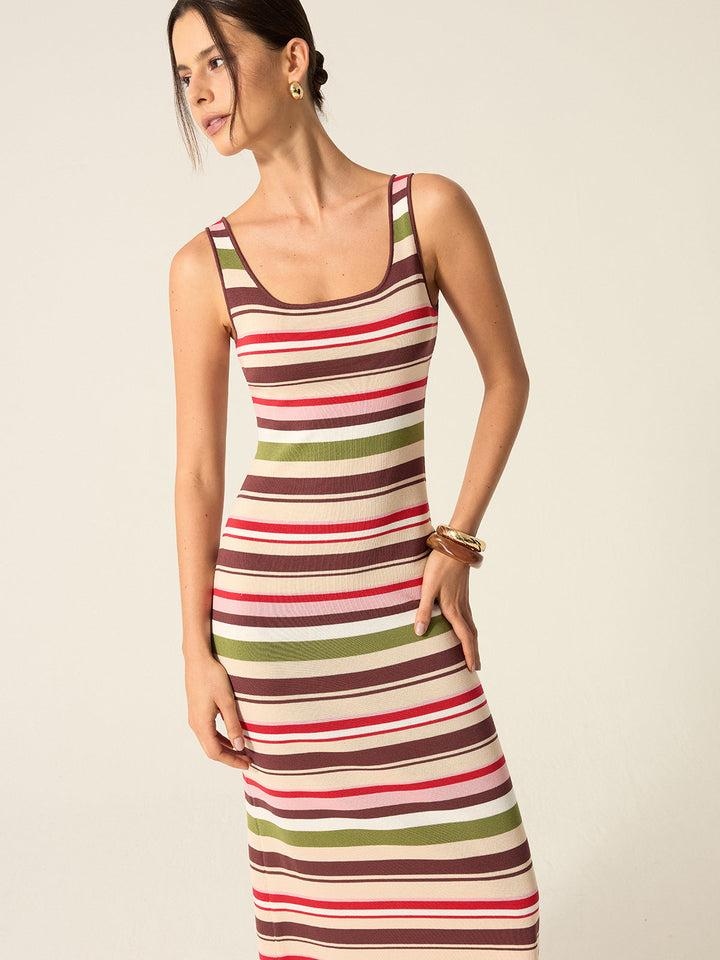 Color-Block Striped Maxi Dress