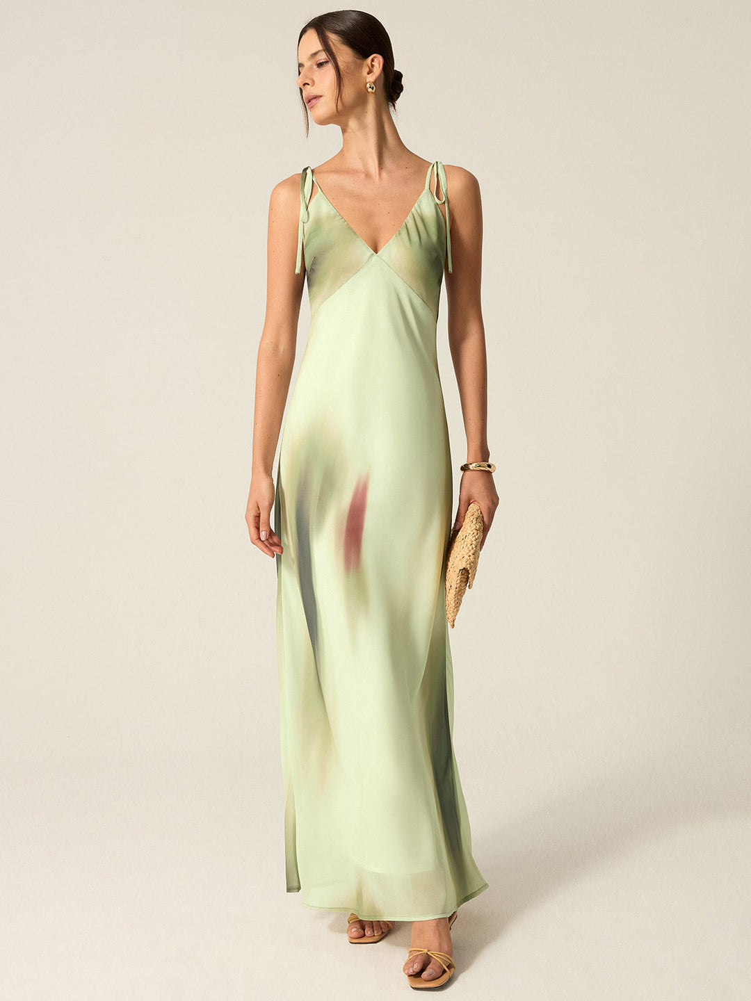 V-Neck Printed Maxi Dress