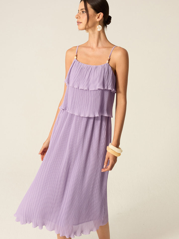 Tiered Pleated Maxi Dress