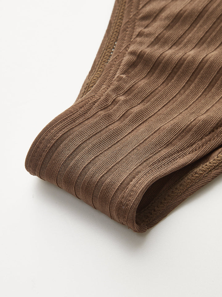 Ribbed Bikini Set with Ruffled Detailing