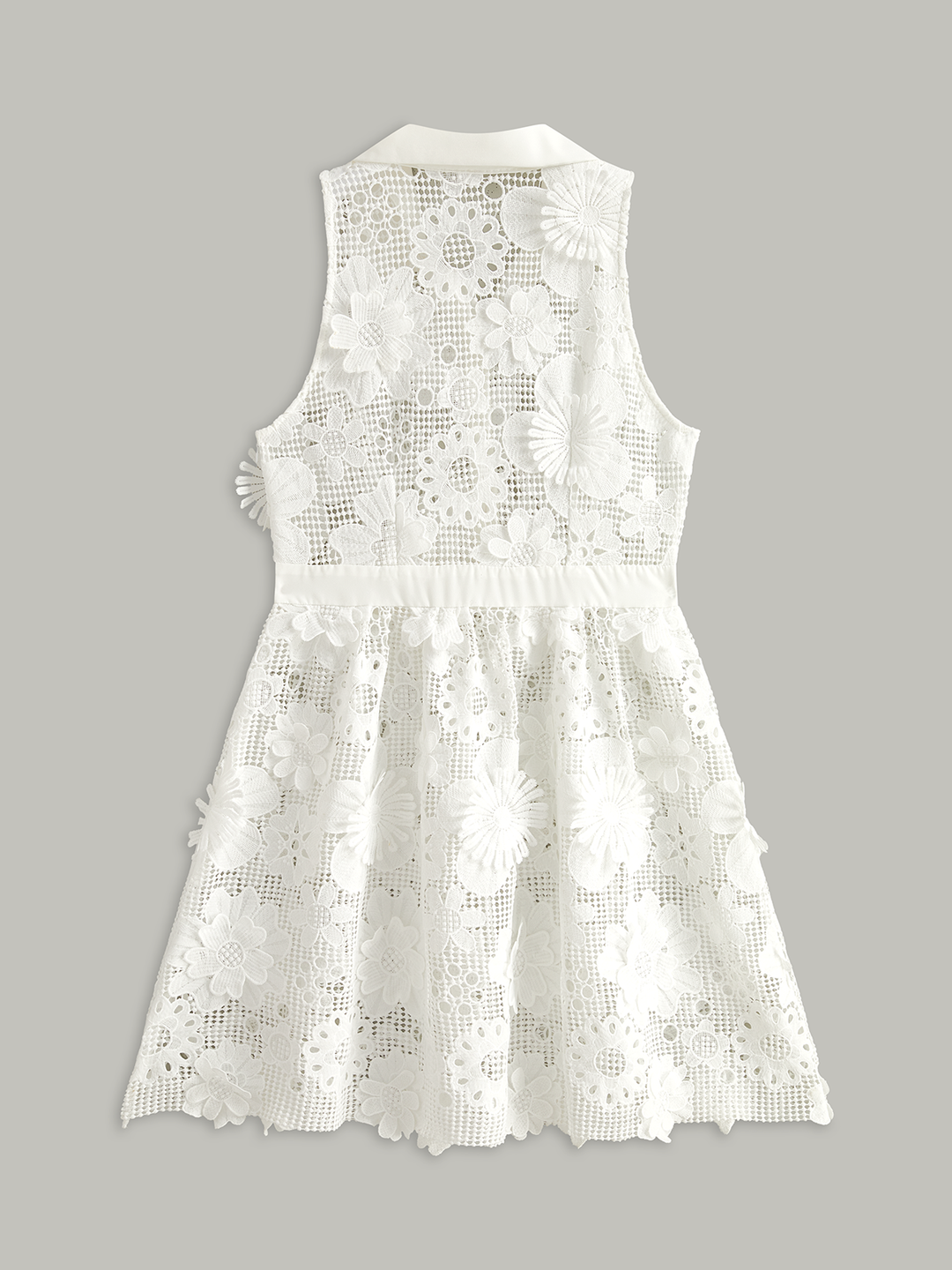 Semi Sheer 3D Flowers Mini Dress