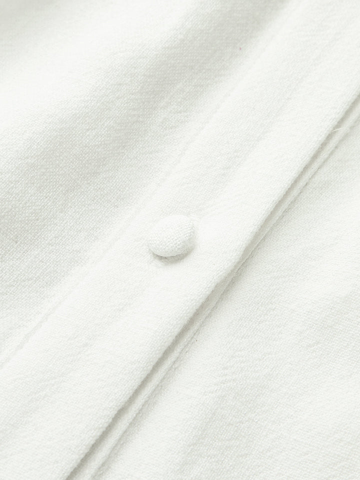 Linen & Cotton Embroidered Belted Mini Dress