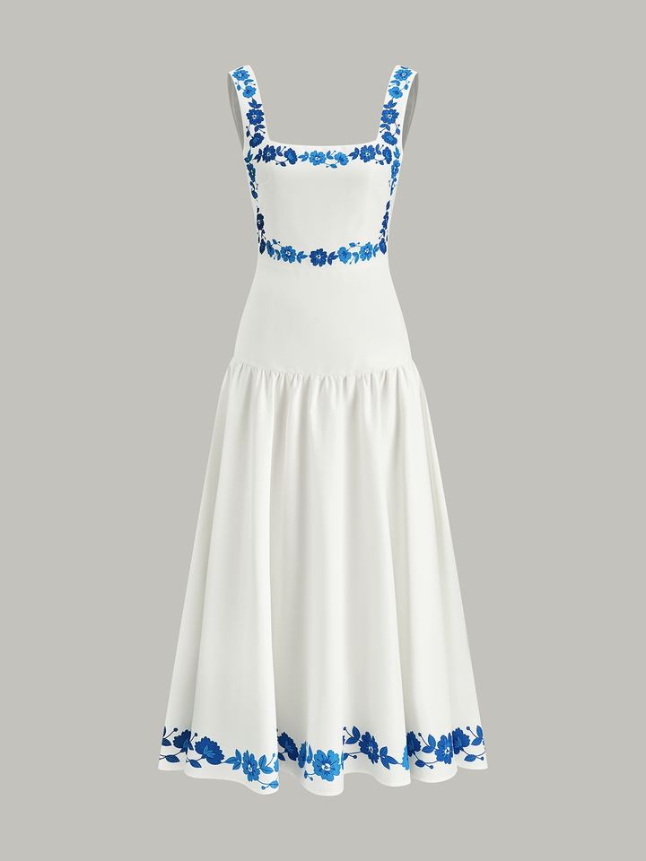 Bow Back Print Midi Dress