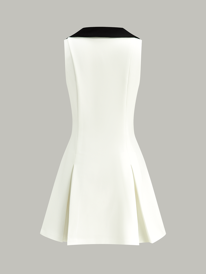 Golden Button Colorblock Midi Dress