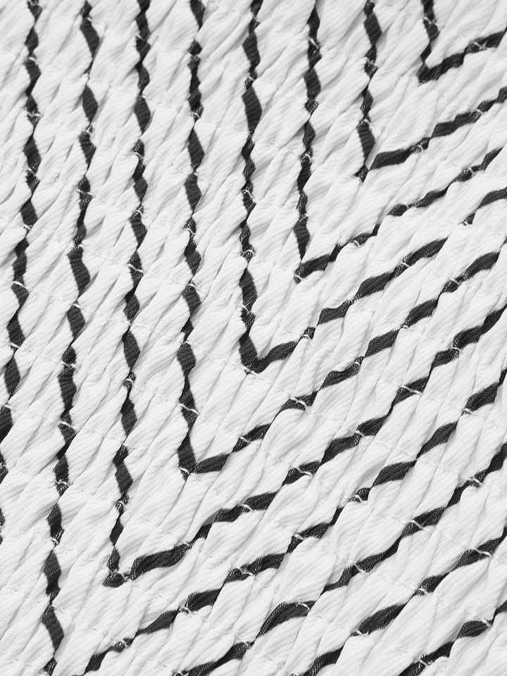 Striped Peplum Top with Contrast Straps