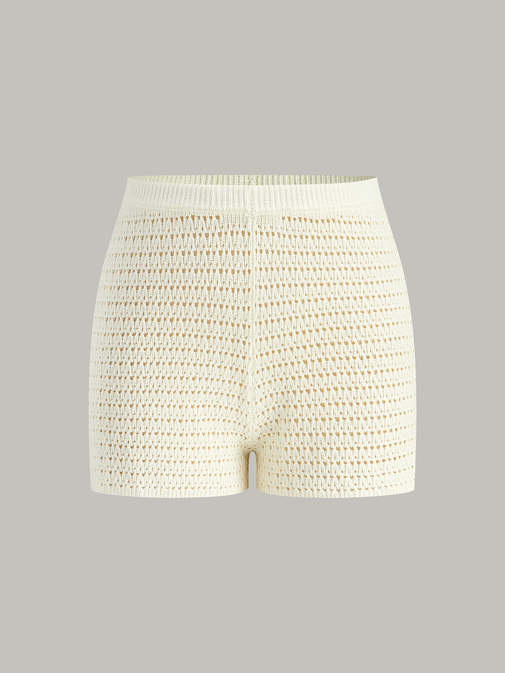 Semi-Sheer Crochet Knit Shorts