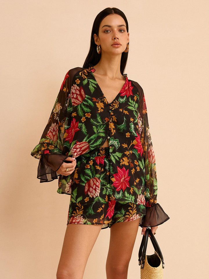 Chiffon Floral Print Blouse