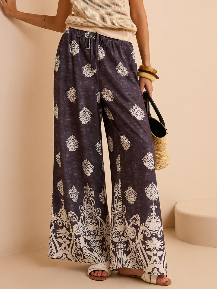 Printed Wide-Leg Pants